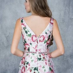 In Stock Nina Canacci 1393 Size 0 White Print Floral Mermaid Prom Dress Evening Gown V Neckline Mermaid Dresses