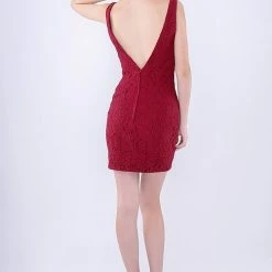 In Stock Backless Dresses Nina Canacci 266 Size 6,12 Short Fitted V Neck Formal Lace Cocktail Dress V Neck Sheer