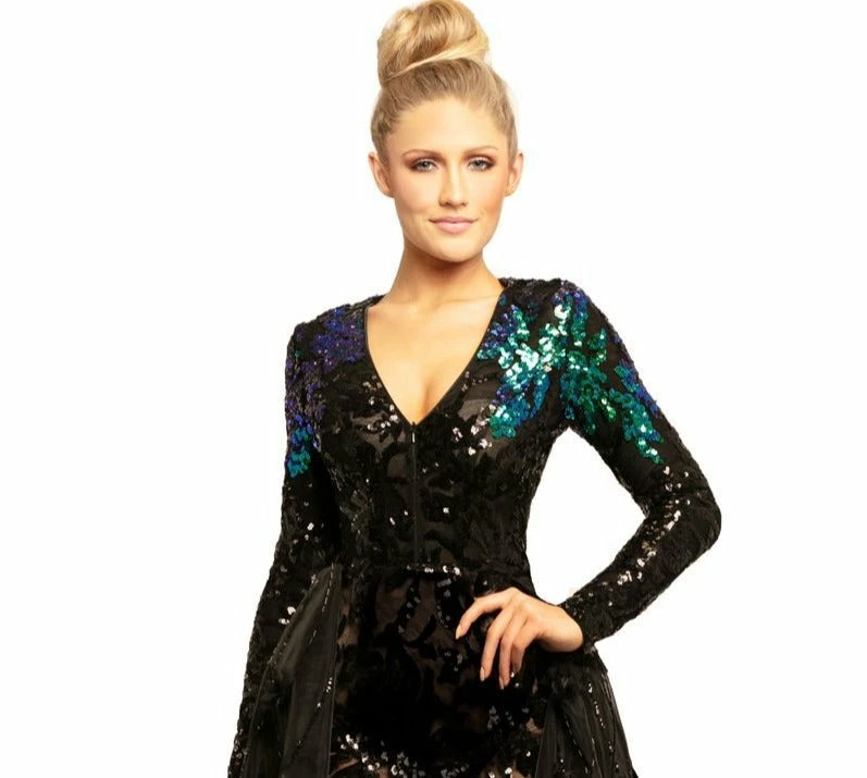 Discontinued Johnathan Kayne 9239 Long Sleeve Mermaid Prom Dress With Overskirt Stretch Sequins 5 Discontinued Johnathan Kayne 9239 Long Sleeve Mermaid Prom Dress With Overskirt Stretch Sequins
