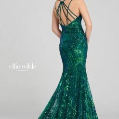 In Stock Mermaid Dresses Ellie Wilde EW 120028 Size 8 Long Sequin Mermaid Backless Prom Dress Pageant Shimmer
