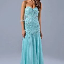 In Stock Mermaid Dresses Nina Canacci 7121 Size 8 Mint Pleated Skirt Mermaid Prom Dress Pageant Gown