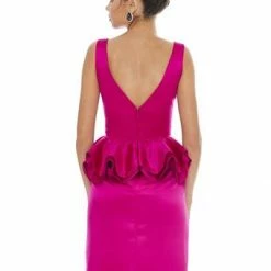 In Stock Ashley Lauren 4217 Size 4 Raspberry Peplum Satin Cocktail Dress Pageant Wear