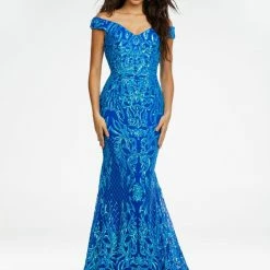 In Stock Ashley Lauren 11112 Size 8 Emerald Off The Shoulder Sequin Gown Mermaid Prom Dress