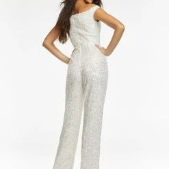 Ashleylauren Ashley Lauren 11185 Off The Shoulder Sequin Jumpsuit