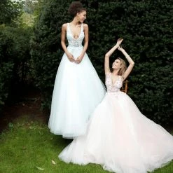 Jovani 61109 Floral Appliqué Tulle Prom Dress Ballgown Sheer V Neck Evening Gown Ballgown Dresses