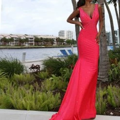 In Stock Mermaid Dresses Johnathan Kayne 9213 Size 2, 4, 8, 14 Crystal Embellished Long Fitted Prom Dress Evening Gown