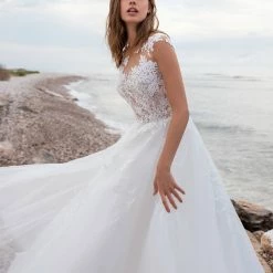 White One Bridal FELICIDAD Pronovias Wedding Dress Sheer Lace Bodice BallGown Ballgown Dresses