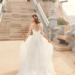 Ballgown Dresses White One Bridal FERIA Pronovias Wedding Dress Lace Ballgown 3/4 Sleeves Gown