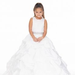Ashley Lauren Kids Ballgown Dresses Ashley Lauren 8036 Kids Crew Neckline Ball Gown With Pickup Skirt Girls Pageant Dress