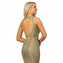 In Stock Johnathan Kayne 2071 Size 0 Long Metallic Glitter Prom Dress Pageant Gown V Neck Pink