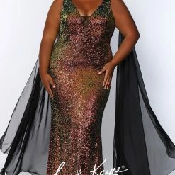 In Stock Johnathan Kayne Sydney's Closet JK2109 Size 20 Sequin Cape Prom Dress Plus Sized Mermaid JK 2109 Mermaid Dresses 21 In Stock Johnathan Kayne Sydney's Closet JK2109 Size 20 Sequin Cape Prom Dress Plus Sized Mermaid JK 2109 Mermaid Dresses