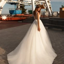 White One Bridal GLORIA Pronovias Wedding Dress Lace Ballgown Pearls Tulle Skirt