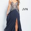 Discontinued Jovani JVN55885 Embellished V Neckline Prom Dress Spaghetti Straps Flowy Formal Ballgown Dresses