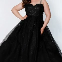 Sydney's Closet SC7328 Prom Dress Glitter Ball Gown Lace Top Tulle Long Skirt SC 7328