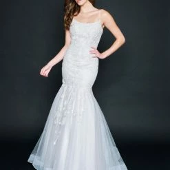 In Stock Mermaid Dresses Nina Canacci 9120 Size 2,6,10 Long Shimmer Lace Mermaid Prom Dress Pageant Gown Backless Corset