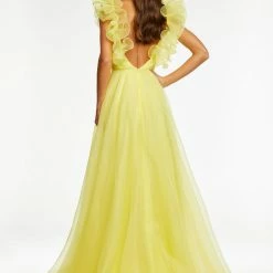 Ashleylauren Ashley Lauren 11166 Organza Prom Dress With Ruffle Shoulder Detail Ballgown Dresses