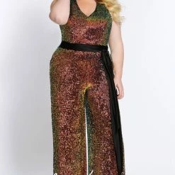 Johnathan Kayne For Sydney's Closet JK2110 Sequin Plus Sized Jumpsuit JK 2110