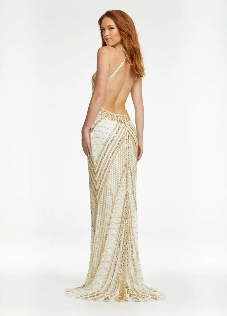Ashleylauren Ashley Lauren 11177 Halter Beaded Gown With Center Slit And Halter Neckline 7 Ashleylauren Ashley Lauren 11177 Halter Beaded Gown With Center Slit And Halter Neckline