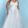 Sydney's Closet SC5243 V Neckline A Line Wedding Dress Plus Sized Sequin Tulle SC 5243 Celine