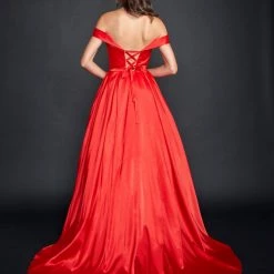 In Stock Nina Canacci 5214 Size 12,14,16,20 Long Satin Off The Shoulder Ballgown Prom Dress Pageant Gown Pockets Ballgown Dresses