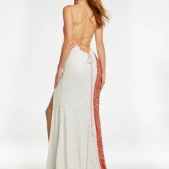 Ashleylauren Ashley Lauren 11160 Beaded Color Block Prom Dress With Lace Up Back