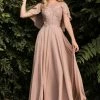 In Stock CD 101 Size 8 Mocha Long A Line Draped Cape Mother Of Dress Formal Evening Gown