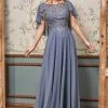 In Stock CD 101 Size 16, 22 Long A Line Draped Cape Mother Of Dress Formal Evening Gown