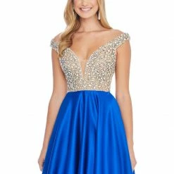 Ashleylauren Ashley Lauren 1792 Off The Shoulder Beaded Satin Pageant Gown