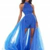 In Stock Ashley Lauren 1739 Size 4 Royal Long Organza Overskirt Wire Hem Pageant Prom Layer Pageant