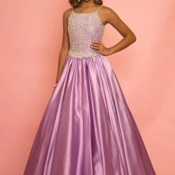 Discontinued Sugar Kayne C134 Girls Embellished Bodice Duchess Satin Pageant Dress Ball Gown
