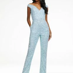 Ashleylauren Ashley Lauren 11175 Off The Shoulder Sequin Jumpsuit Pageant Wear Jumpsuits & Rompers 19 Ashleylauren Ashley Lauren 11175 Off The Shoulder Sequin Jumpsuit Pageant Wear Jumpsuits & Rompers