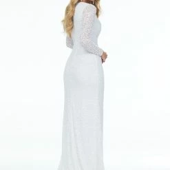 Ashleylauren Ashley Lauren 1985 Ivory Evening Dress Sheer Long Sleeves Beaded Prom Dress Pageant Gown 21 Ashleylauren Ashley Lauren 1985 Ivory Evening Dress Sheer Long Sleeves Beaded Prom Dress Pageant Gown