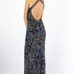 In Stock Primavera Couture 3219 Black Multi Size 4 Prom Dress Pageant Gown