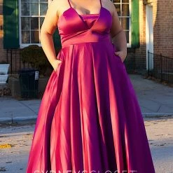 Sydney's Closet SC7301 Neon A Line Plus Size Prom Dress Evening Gown Satin Pockets SC 7301 Sydney's Closet And Tease Prom