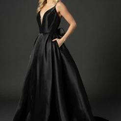 Nina Canacci B1900 Satin A Line Wedding Dress With Bow In Back V Neckline Bridal Gown Backless Dresses 16 Nina Canacci B1900 Satin A Line Wedding Dress With Bow In Back V Neckline Bridal Gown Backless Dresses