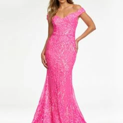 Ashleylauren Sequin Dresses Ashley Lauren 11115 Off The Shoulder Stretch Sequin Prom Dress