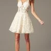 In Stock Nina Canacci 265 Size 4 Short Sheer Lace Ivory Cocktail Dress Sequin Fit & Flare