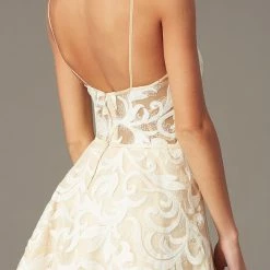 In Stock Nina Canacci 265 Size 4 Short Sheer Lace Ivory Cocktail Dress Sequin Fit & Flare