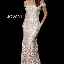 Jovani 49634 Off The Shoulder Embroidered Mother Of The Bride Dress
