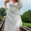 Sydney's Closet SC5241 Sequin A Line Plus Sized Wedding Dress V Neckline SC 5241 Brittany