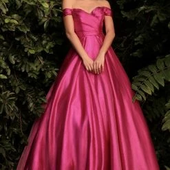 In Stock CD 822 Size 2 Fuchsia Ballgown Off The Shoulder Formal Pageant Dress Prom Gown