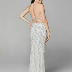 In Stock Primavera Couture 3636 Size 00 Long Fitted Beaded Prom Dress V Neck Slit Formal Pageant