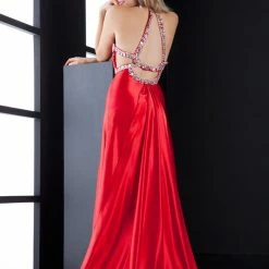 In Stock Jasz Couture Prom Dress 4505 Emerald Green Size 8 Crystal Satin Pageant Gown Backless Dresses