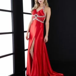 In Stock Jasz Couture Prom Dress 4505 Emerald Green Size 8 Crystal Satin Pageant Gown Backless Dresses