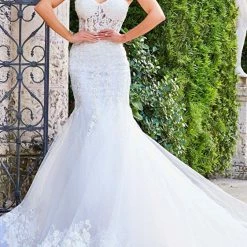 Mermaid Dresses Jovani Bridal JB07260 Sheer Corset Lace Mermaid Wedding Dress Bridal Gown Train Strapless