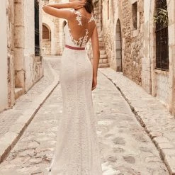 White One Bridal JESOLO Pronovias Wedding Dress Lace Mermaid Sheer Back Gown