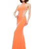 In Stock Johnathan Kayne 6009 Size 6 Neon Sheer High Neck Prom Dress Pageant Gown