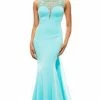 In Stock Mermaid Dresses Johnathan Kayne Style 6023 Turquoise Size 12 Stretch Jersey Pageant Gown Prom Dress