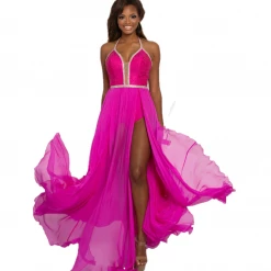 In Stock Johnathan Kayne 2219 Plunging Neckline Bodysuit With Overskirt And High Slit Size 4