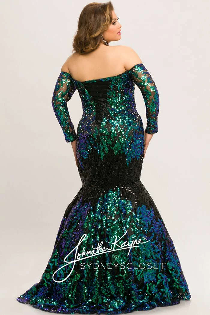Johnathan Kayne For Sydney's Closet JK2010 Plus Sized Prom Dress Mermaid Sequin Mermaid Dresses 7 Johnathan Kayne For Sydney's Closet JK2010 Plus Sized Prom Dress Mermaid Sequin Mermaid Dresses